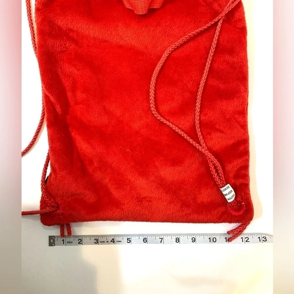 Angry Birds Soft Velvet Velour Drawstring Cinch bag Backpack Tote RED